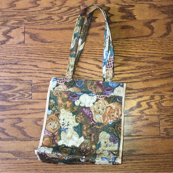 Puppies Tapestry Tote Bag - Picture 2 of 3